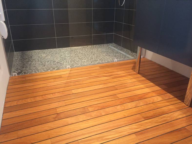 Parquet teck massif avec joint noir pont de bâteau Arbao