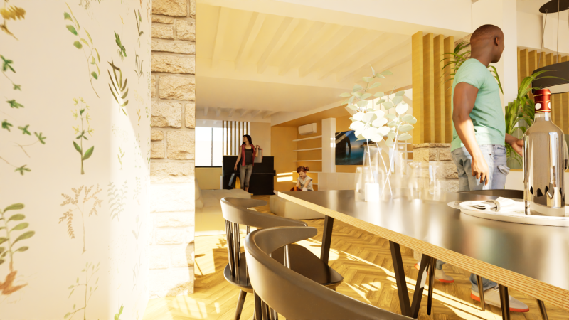 Vue 3D Rénovation maison individuelle Studio TSURU